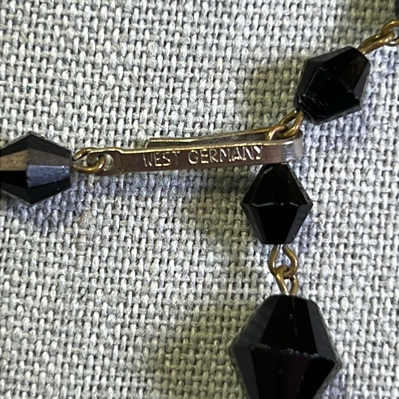 West Germany three strand glass black necklace. Beautiful piece - Picture 2 of 3